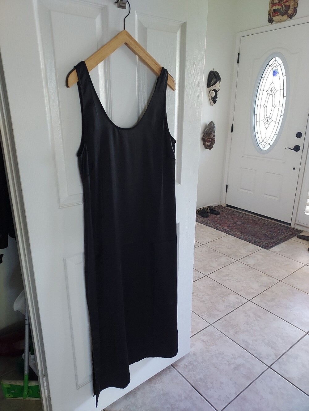 H&M Satin Black  Midi Slip Tank Dress  Like New